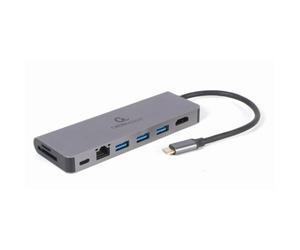 Concentratore USB Gembird A-CM-COMBO5-05 3 Porte USB 3.1 Gen 1 HDMI 4K LAN Gigabit
