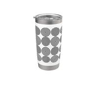 Concentrici Cerchi Strisce Bianco Nero Bauhaus Forme Mania Bicchiere termico in acciaio inox doppia parete