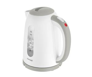 CONCEPT Hausgeräte RK2335 - Bollitore elettrico in plastica senza fili, 3D, design moderno, disponibile in 6 colori, 1,7 l, 2200 W, colore: Grigio