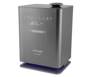 Concept Hausgeräte ZV2021 Umidificatore per ambienti fino a 50 m2 Diffusore di aromi UV Lampada Touch Display LED Wi-Fi Timer Controllo automatico dell'umidità, Grigio
