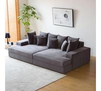 CONCEPT USINE | Divano a 4 posti Cardiff Velluto a Costine Antracite | Moduli Simmetrici | Cuscini Sfoderabili | Seduta profonda comfort medio | Design Chic e Casual | Struttura in Legno Massiccio