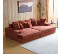 CONCEPT USINE | Divano a 4 posti Cardiff Velluto a Costine Terracotta | Moduli Simmetrici | Cuscini Sfoderabili | Seduta Profonda Comfort Medio Fattoria | Design Chic e Casual | Struttura in Legno