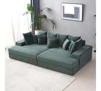 CONCEPT USINE | Divano a 4 posti Cardiff Velluto a Costine Verde | Moduli simmetrici | Cuscini sfoderabili | Seduta profonda e comfort medio | Design Chic e Casual | Struttura in Legno Massiccio