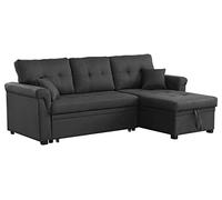 CONCEPT USINE | Divano ad angolo convertibile e reversibile in tessuto, 4 posti | Toronto Grigio Scuro | Grande Meridiana | Divano comodo e modulabile | Dimensioni: 214 x 140 x 87 cm