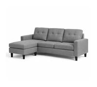 CONCEPT USINE | Divano angolare 3 posti Belfast grigio scuro con divano letto | Design raffinato e comfort semi-fattoria | Tessuto effetto lino sfoderabile | Soggiorno moderno o scandinavo | 183 x 124