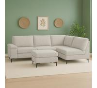 CONCEPT USINE | Divano Angolare 4/5 Posti Colchester Beige | Tessuto Chenille Testurizzato | Pouf Modulabile Indipendente | Comfort Avvolgente | Seduta con Molle Insacchettate | Design Contemporaneo