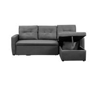 CONCEPT USINE | Divano angolare convertibile a 4 posti | Design Malmo Tessuto Grigio | Stile Moderno | Divano Letto con Cassettiera Integrata | Comodo, Tendenza, Pratico