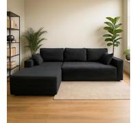 CONCEPT USINE | Divano angolare Hove 5-6 posti grigio antracite | Meridiana sinistra | Morbido velluto a coste | Cuscini Inclusi | Design moderno e raffinato | Comfort fattoria a doppia densità | 270