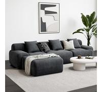 CONCEPT USINE Divano angolare Sheffield 5-6 posti grigio antracite | divano angolare modulare | morbido velluto a coste | cuscini inclusi | design contemporaneo | comfort solido | lunghezza 300 cm