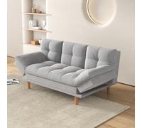 CONCEPT USINE | Divano componibile a 3 posti | Design Kalmar Grigio Chiaro | Tessuto 100% Poliestere | Divano Letto Funzionale | Braccioli e supporto centrale pieghevoli, schienale reclinabile