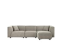 CONCEPT USINE Divano componibile in velluto a coste, 3 posti + 1 pouf, Monroe grigio chiaro, stile moderno e ultra trendy, ampia seduta e pouf modulabile, rivestimento: tessuto 100% poliestere