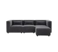 CONCEPT USINE | Divano modulare a 3 posti grigio | con pouf rimovibile | morbido tessuto ricciolo | Forma angolare o dritta | Seduta a metà ferma | Struttura in legno eucalipto | 248 cm di lunghezza
