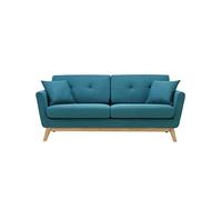 CONCEPT USINE | Divano scandinavo Höga | Blu Anatra | 3 posti + 2 cuscini | Divano moderno di design dritto in tessuto con braccioli e cuscini sfoderabili