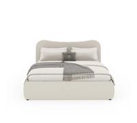 CONCEPT USINE | Letto baule 140 x 190 cm Plano Beige | Velluto a costine Chic e alla moda | Design organico con linee morbide | Rete a doghe inclusa | Contenitore spazioso | 2 posti eleganti