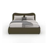 CONCEPT USINE | Letto baule 140 x 190 cm Plano verde | Design avvolgente e testa curvata | morbido velluto a coste | Rete inclusa | Grande scatola portaoggetti | Elegante, confortevole e pratico