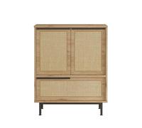 CONCEPT USINE | Scarpiera ABA a 3 ante in legno e noce | 9 paia | Design naturale e alla moda | Conservazione con 3 ripiani | Base in metallo nero | Compatto ed elegante | 75 x 90 x 35,5 cm