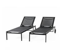 CONCEPT USINE Set di 2 bagni da sole Cuba 215 cm in alluminio nero | mobili da esterno premium | terrazza giardino piscina | resistenza al sole e alle intemperie | Premium Design amichevole