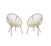 CONCEPT USINE Set di 2 sedie da giardino | Poltrone uova Design | Acapulco Beige | Corde effetto rattan | Struttura in acciaio resistente | Anti-UV e Waterproof | Giardino, Patio, Terrazza, Balcone
