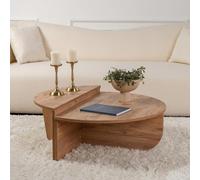 CONCEPT USINE Tavolino rotondo modulabile 90 cm Poul Pino Atlantico | Design 2 in 1 Podio + doppio tavolo | Legno Melaminico facile da vivere, ideale per soggiorno scandinavo o contemporaneo