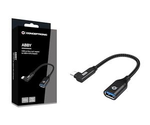 Conceptronic ABBY19B - Adattatore OTG USB-C ad angolo di 90° su USB-A, 10 Gbps, USB 3.2 Gen 2