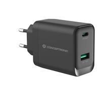 CONCEPTRONIC Caricabatterie 2 porte GaN USB-C e USB-A 45W Power Delivery 3.0 PPS Nero