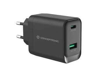 CONCEPTRONIC Caricabatterie 2 porte GaN USB-C e USB-A 45W Power Delivery 3.0 PPS Nero