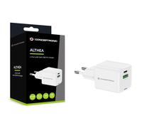 Conceptronic Caricatore USB PD a 2 Porte, 20 W, USB-C x 1, USB-A x 1, QC 3.0, PP