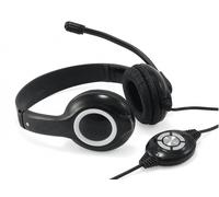 Conceptronic Headset CCHATSTARU2B USB cablato con microfono flessibile e controllo volume Nero