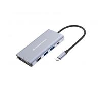 Conceptronic Docking Station USB-C 10-in-1 - HDMI, USB 3.0, 100W PD, GbE, SD/TF/MicroSD - nero