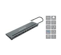 Conceptronic DONN17G Docking 12 in 1 USB-C per 100 W USB PD/Gigabit LAN/2xHDMI/USB-C/DisplayPort SD/2xUSB 3.0/TF e MicroSD/USB 2.0/Audio