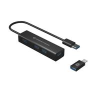Conceptronic HUBBIES06B Hub 4x USB 3.0 USB-C Alluminio Nero