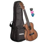 Concert - Ukulele in mogano, con custodia, 3 plettri