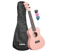 Concert - Ukulele in tiglio, con custodia, 3 plettri, colore: Rosa