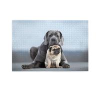 Concetti di amicizia tra cani Cane Corso e carlini, Puzzle da 1000 pezzi, puzzle in legno per tutta la famiglia, decorazione da parete per adulti e ragazzi