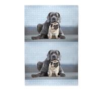 Concetti di amicizia tra cani Cane Corso e carlini, Puzzle da 1000 pezzi, puzzle in legno per tutta la famiglia, decorazione da parete per adulti e ragazzi