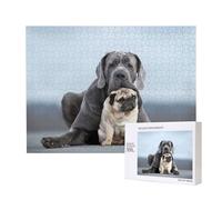 Concetti di amicizia tra cani Cane Corso e Carlino,Puzzle in legno da 500 pezzi, gioco di famiglia, puzzle per adulti e adolescenti, decorazioni per la casa