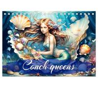 Conch queens (Desk Calendar 2026 DIN A5 landscape), CALVENDO 12 Month DeskCalendar: A year with enchanting mermaids and their treasure.