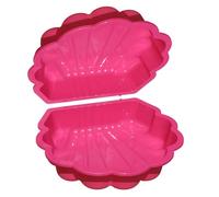 Conchiglia d'acqua per sabbia, 2 pezzi, in plastica, con coperchio (rosa con stelle marine)