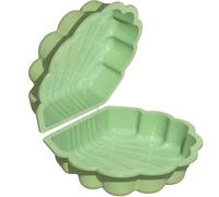 Conchiglia d'acqua, sandbox, 2 pezzi, in plastica, conchiglia con coperchio, verde pastello con stelle marine