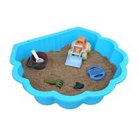 Conchiglia d'acqua turchese + trattore e set secchio, rastrello, colino
