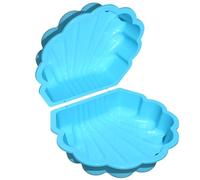 Conchiglia per sabbia e acqua per bambini, 2 pezzi: piscina per bambini e sabbiera con coperchio, turchese con stelle, sabbiera da giardino per bambini da 1 a 6 anni, robusta conchiglia in plastica