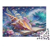 Conchiglia su Libro Fantastico Puzzle 1000 Pezzi Carta per Adulti Scena Oceano Magica Gioco di Puzzle 1000 Pezzi Relax Arredo Regalo Festa 70x50cm/1000pcs