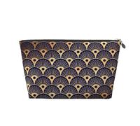 Conchiglie Art Deco Golden Blu Navy, Borsa da toilette Borsa per trucco Borsa per cosmetici Borsa da toilette da viaggio portatile