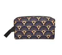 Conchiglie Art Deco Golden Blu Navy, Borsa per il trucco Borsa per cosmetici Borsa da viaggio portatile da viaggio Borsa per trucco Organizer