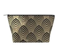 Conchiglie Art Déco in scaglie d'oro nero champagne, Borsa da toilette Borsa per trucco Borsa per cosmetici Borsa da toilette da viaggio portatile