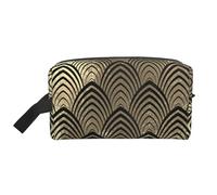 Conchiglie Art Déco in scaglie d'oro nero champagne, Borsa per il trucco Borsa per cosmetici Borsa da viaggio portatile da viaggio Borsa per trucco Organizer
