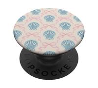 Conchiglie blu e fiocchi rosa Coquette Girly Summer Coastal Beach PopSockets PopGrip Adesivo