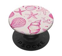 Conchiglie costiere preppy carino stella marina in estate rosa PopSockets PopGrip Adesivo