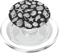 Conchiglie costiere preppy, stelle marine, conchiglie in bianco e nero PopSockets PopGrip per MagSafe
