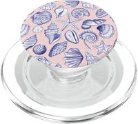 Conchiglie costiere preppy, stelle marine, conchiglie in blu e rosa PopSockets PopGrip per MagSafe